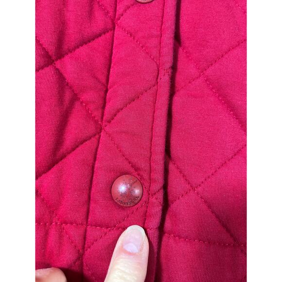 Lauren Ralph Lauren Women’s Large Red Quilted Barn Jacket Button/Zip Front Warm - Picture 8 of 12